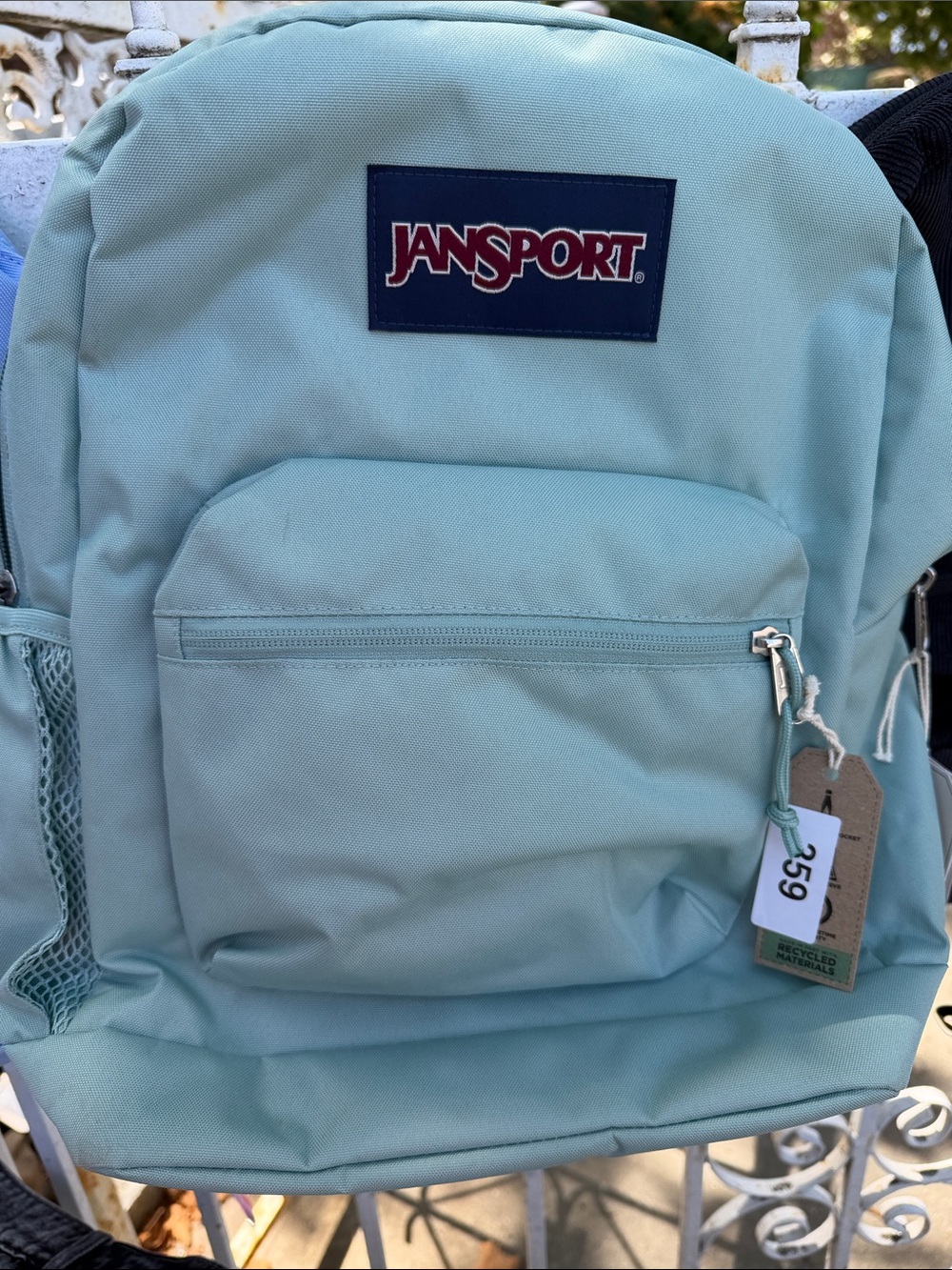 Jansport Beige Tag with Light Blue Patterned Insert
